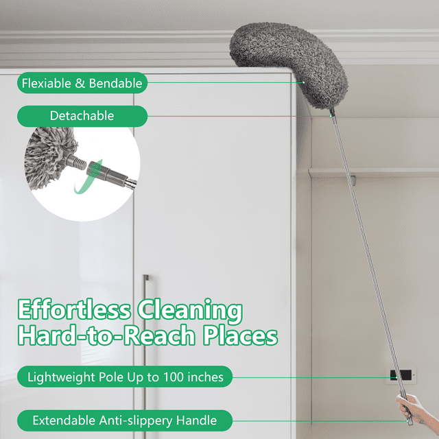 SUGARDAY Feather Duster with Extension Handle for Cleaning High Ceiling Areas Fan