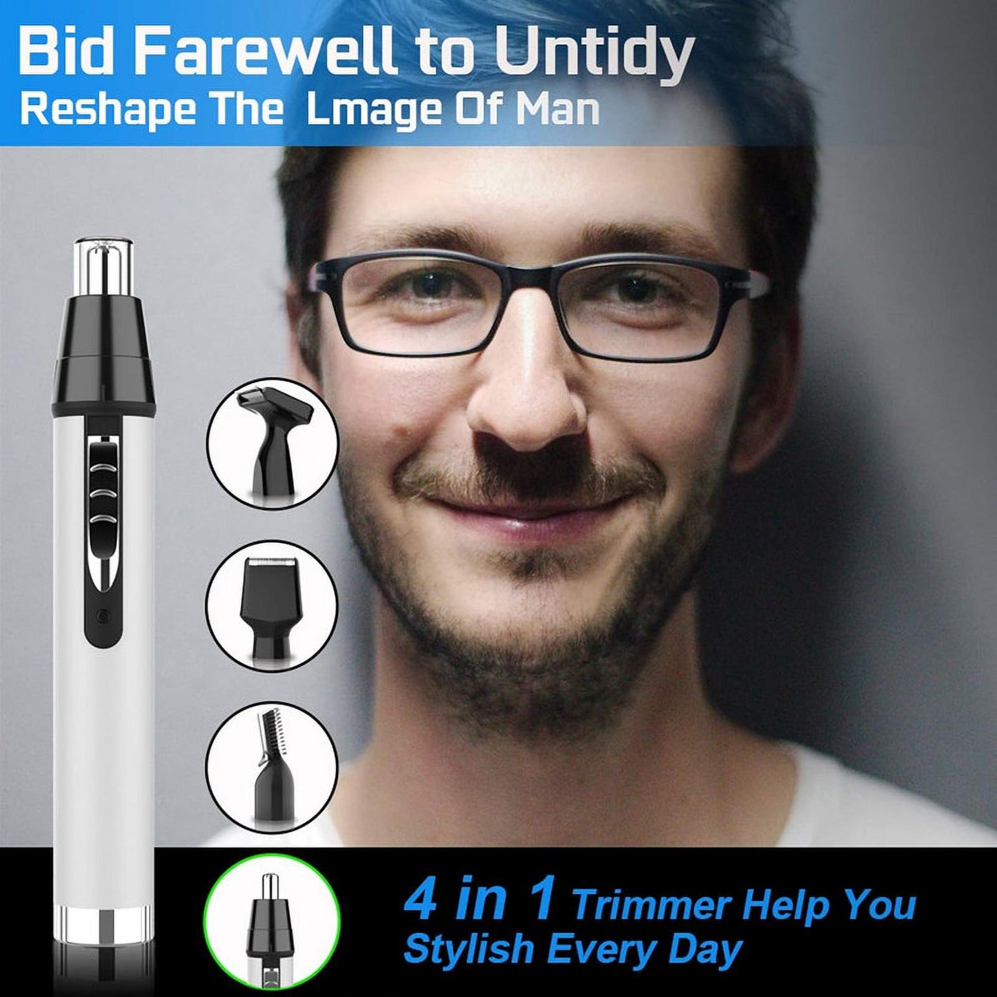Nose Hair Trimmer Clipper, Professional Painless Eyebrow & Facial Hair Trimmer for Men Women,Battery-Operated Trimmer with IPX7 Waterproof,Dual Edge Blades for Easy Cleansing