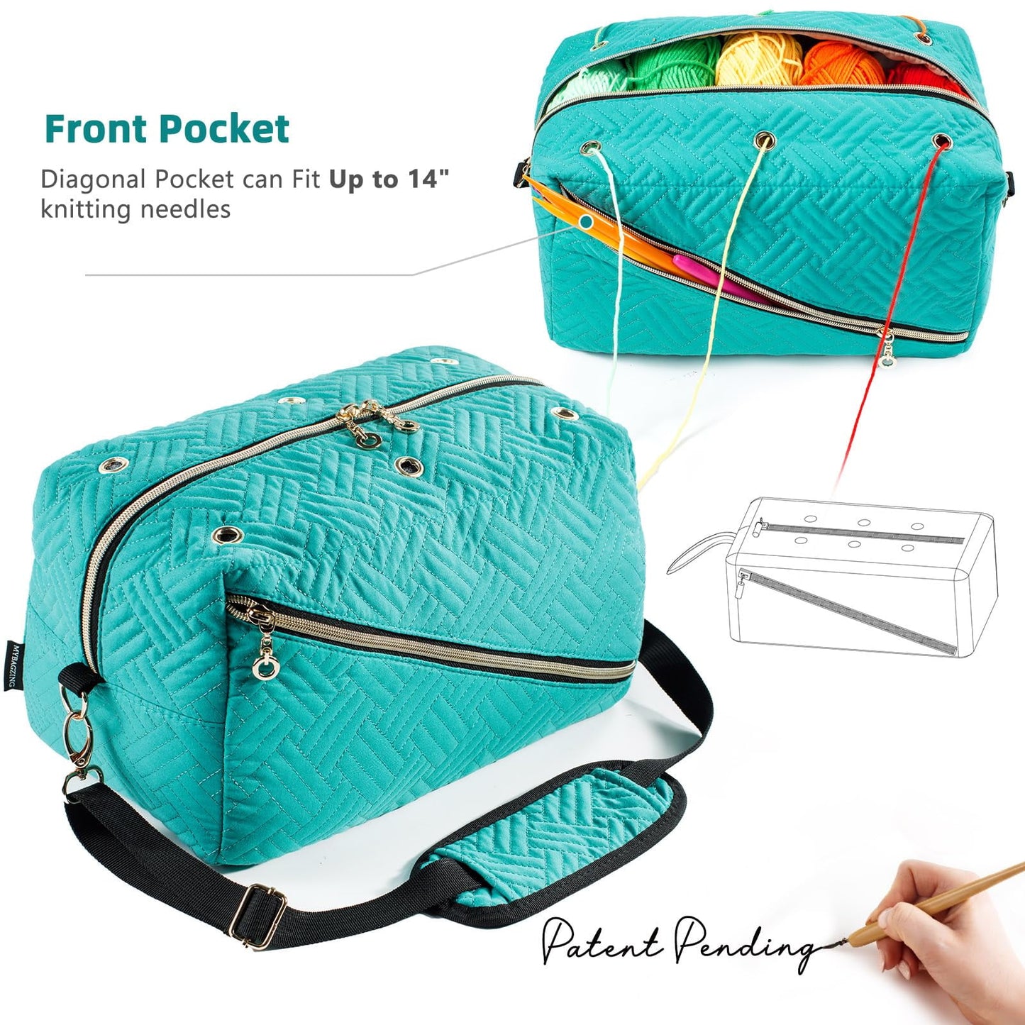 Crochet Bag Organizer - Knitting Bag - Yarn Storage Organizer - Yarn Bag for Crocheting - Yarn Holder for Crochet Accessories, Crocheting & Knitting Gifts