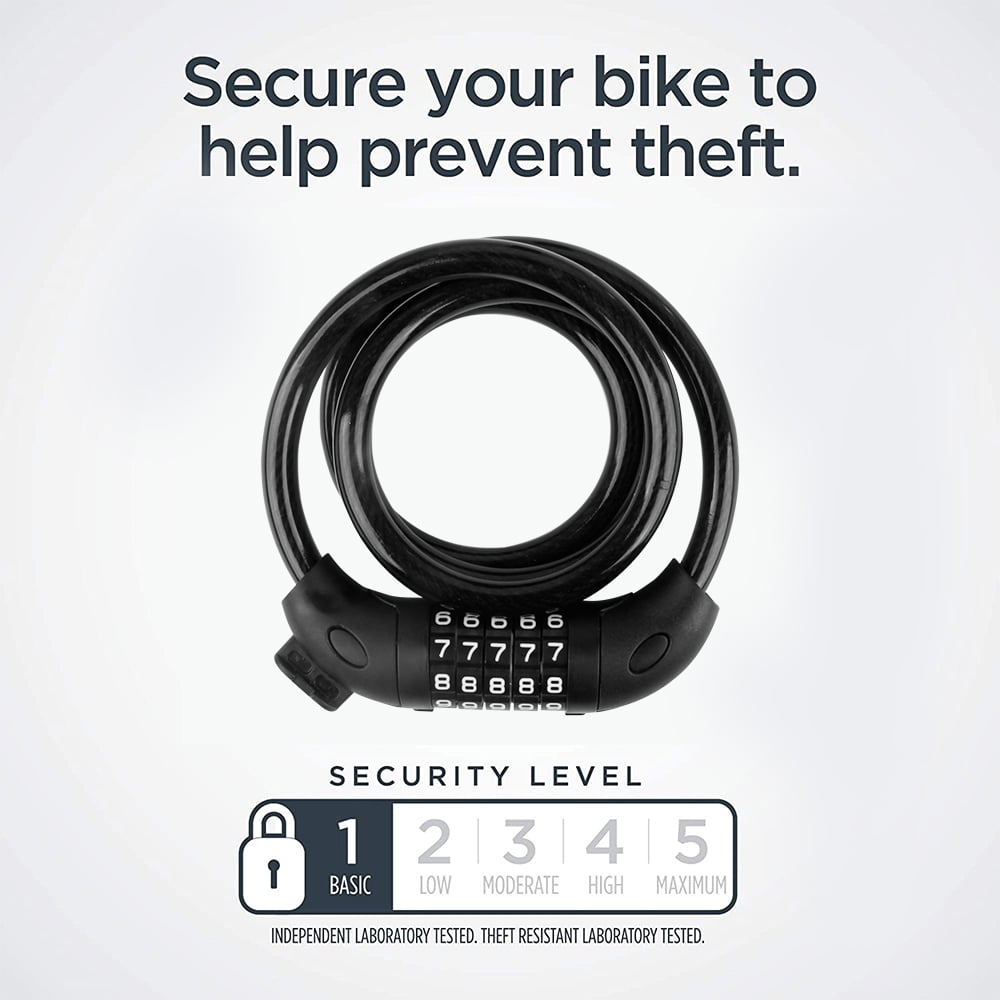 SUGARDAY Bike Lock with Combination 4 ft Bicycle Lock Secure 5 Digit Resettable Cable Lock