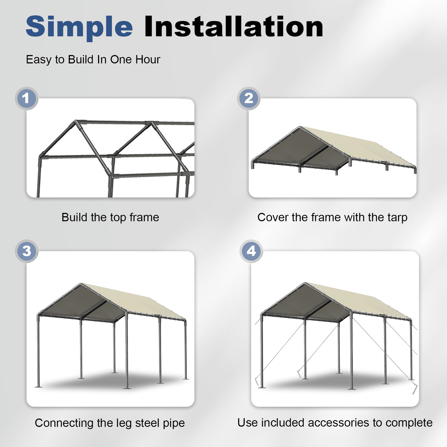 GREZONE 10' x 20' x 9.2' Gray Heavy Duty Portable Carports