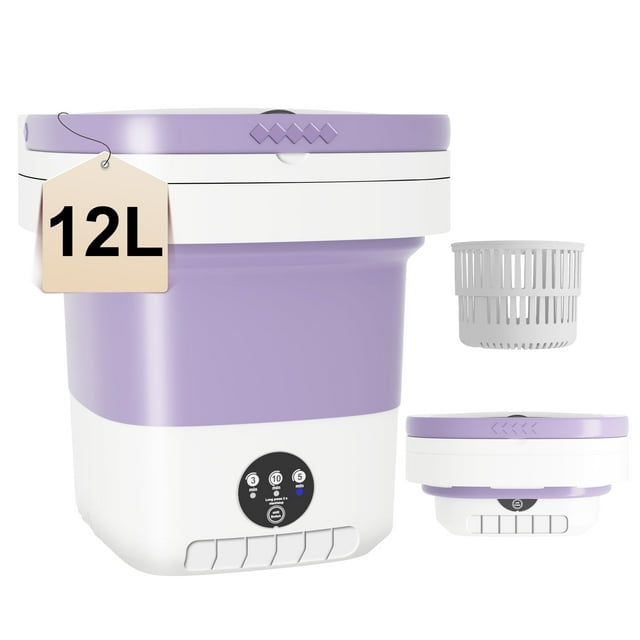 12L Portable Washing Machine, Mini Foldable Washer for Apartment, Camping, RV, Travel, Underwear, Socks, Baby Clothes