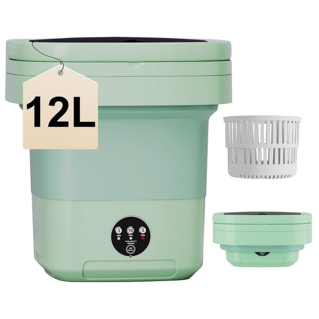 12L Portable Washing Machine, Mini Foldable Washer for Apartment, Camping, RV, Travel, Underwear, Socks, Baby Clothes