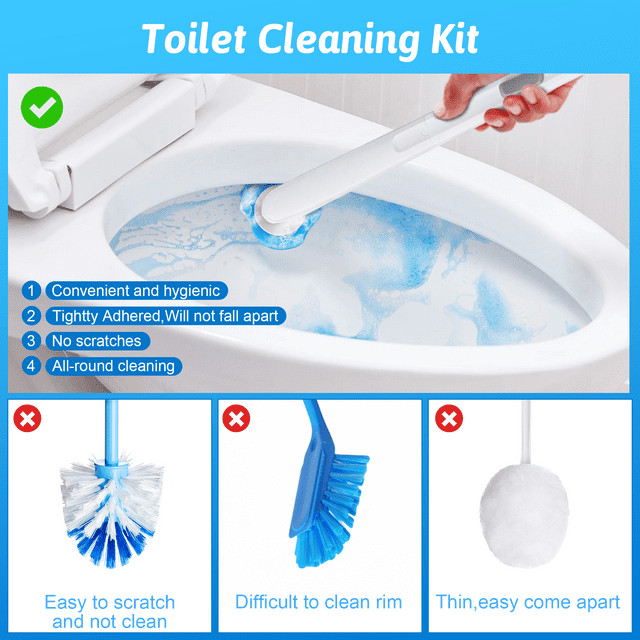 SUGARDAY Disposable Toilet Bowl Brush Cleaner 1 Pack with 40 Toilet Refills