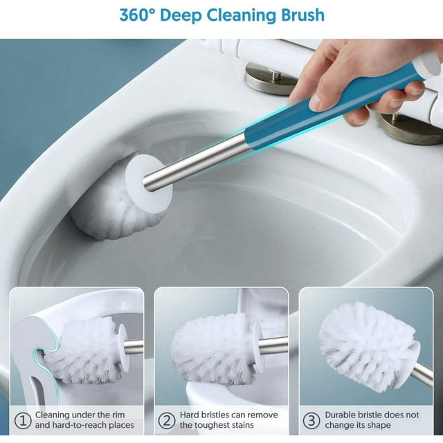 SUPTREE Toilet Brush and Caddy Holder Set 2 Pack Bathroom Toilet Bowl Cleaner Scrubber Brush