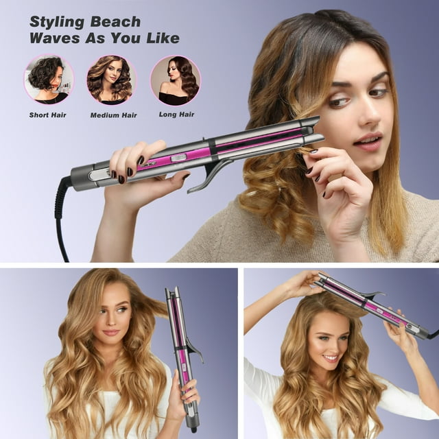 Pritech Curling Iron,3 in 1 Ceramic Curling Wand,Hair Straightener, Fast Heating, Digital Display, All Hair Types