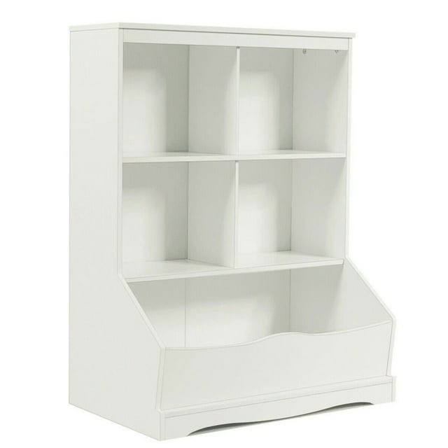 Resenkos 3-Tier Children's Multi-Functional Bookcase Toy Storage Bin Floor Cabinet-White, Kids Toy Storage for Kids, Boys, Girls, Nursery