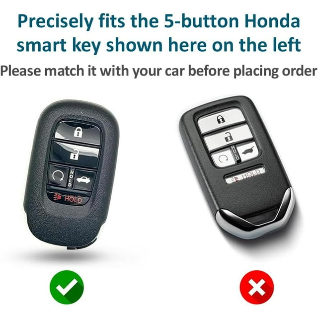 Autobase Silicone Key Fob Cover for 2022 2023 2024 2025 Honda Civic Accord HR-V CR-V Pilot Sport SI EX EX-L Touring | Car Accessory | Key Protection Case - 2 Pcs (Black)