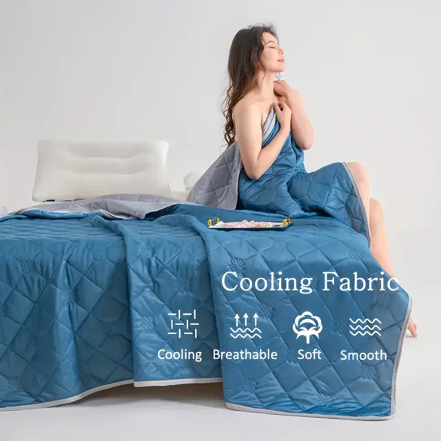 Cooling Comforter Queen Size, Cooling Blanket for Hot Sleepers and Night Sweats, Double-Sided Cool Tech Comforter, All-Season Breathable Lightweight Comforter, Light Blue