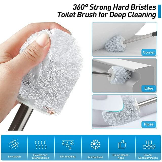 BCOOSS Toilet Bowl Brush and Caddy Set 2 Pack - Bathroom Scrubber Cleaner Brush with Holder