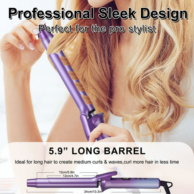 Hatteker Curling lron,Professional Ceramic Coating Barrel Curling Wand,0.98 in, LED Display with 14 Heat Setting, All Hair Types