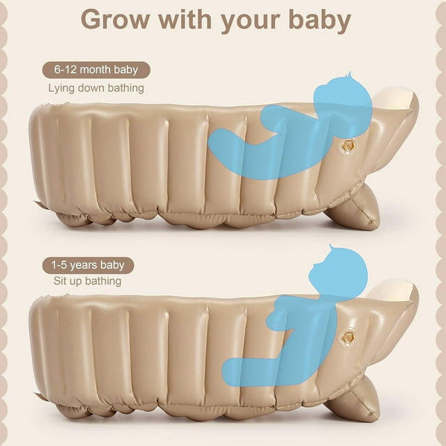 Morfone Inflatable Baby Bathtub for Newborn to Toddler, Inflatable Baby Bath Tub with Air Pump, Portable Travel Shower Basin with Back Support, Foldable Non-Slip Deflates and Folds Easily