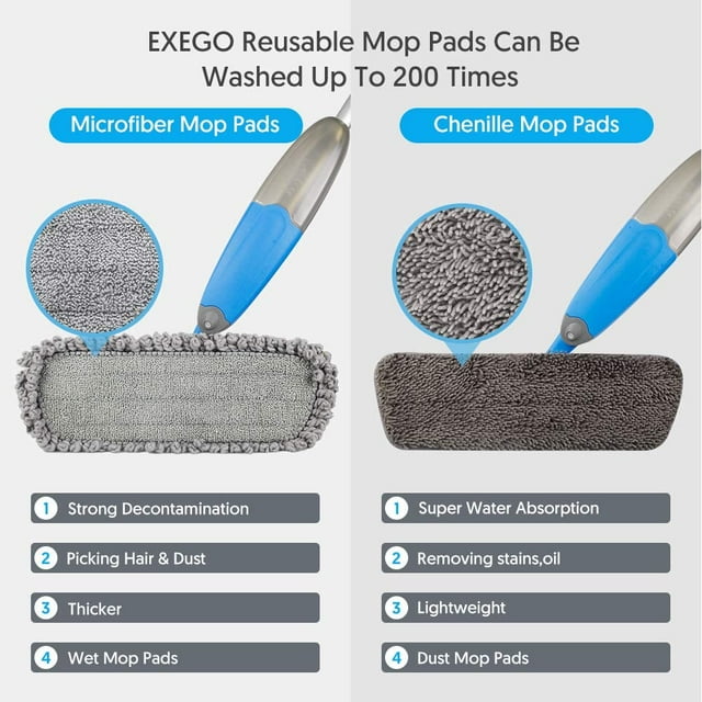 TINA&TONY Microfiber Spray Mop for Floors Cleaning 360 Degree Spin Hardwood Floor Mop Laminate Floor Cleaning Mops Dry Mop with 3 Washable Mop Heads