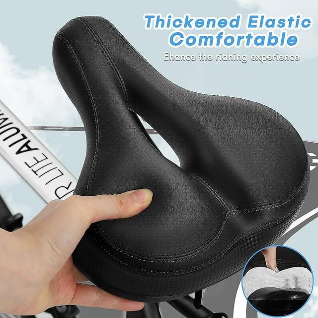 BUSATIA Bike Seat Bike Saddle,Comfortable Bicycle Seat Replacement with Dual Shock Absorbing Ball Wide Bike Seat Memory Foam Bicycle Seat with Mounting Wrench