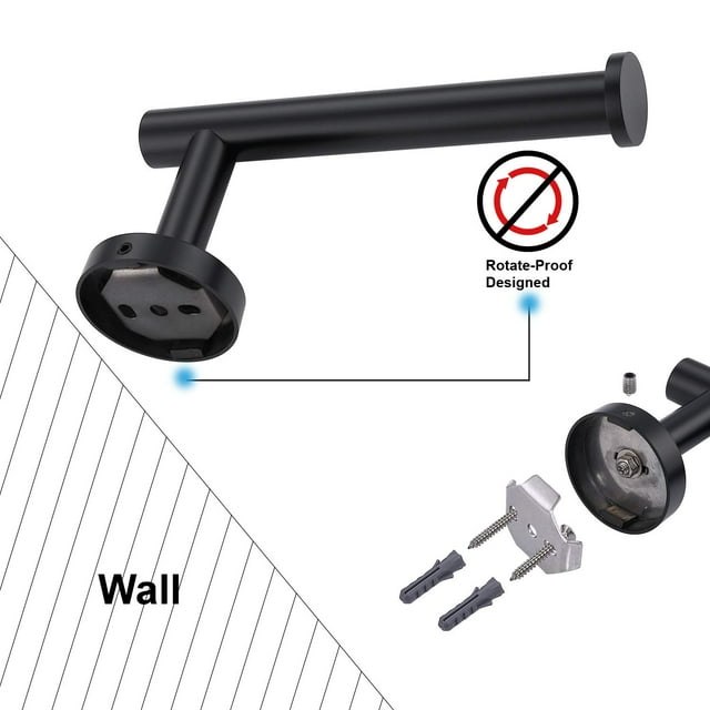 Toilet Paper Holder Self Adhesive - Kitchen Washroom Adhesive Toilet Roll Holder No Drilling for Bathroom Stick on Wall Stainless Steel Brushed - Black