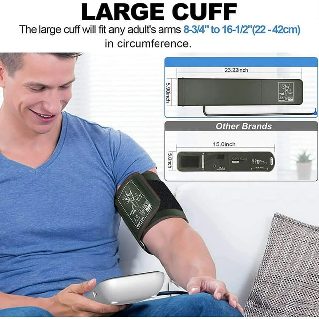 Upper Arm Blood Pressure Monitor, Automatic Digital BP Machine Blood Pressure Cuffs with Speaker, FSA Eligible, Large Cuff, 2 Users, 240 Recordings for Home