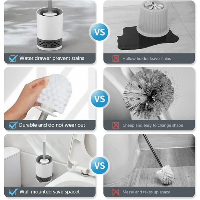 SUGARDAY Toilet Brush and Holder Caddy Plunger Set 2 Pack Toilet Bowl Brush for Bathroom Scrubber