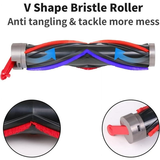Upgraded Vacuum Floor Brush for Universal Vacuum Cleaners, Shape Turbo Bristle Roller Brush Cleaner Head Replacement Parts, Inner Diameter with Horse Hair Soft Bristles