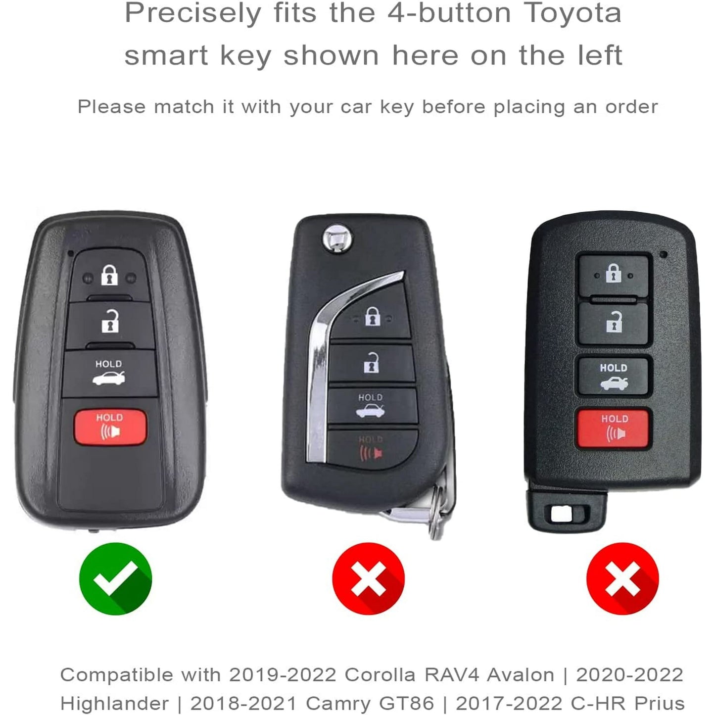 Autobase Silicone Key Fob Cover for Toyota Camry RAV4 Highlander Avalon C-HR Prius Corolla GT86 Smart Key | Car Accessory | Key Protection Case 2 Pcs (Black and Blue)