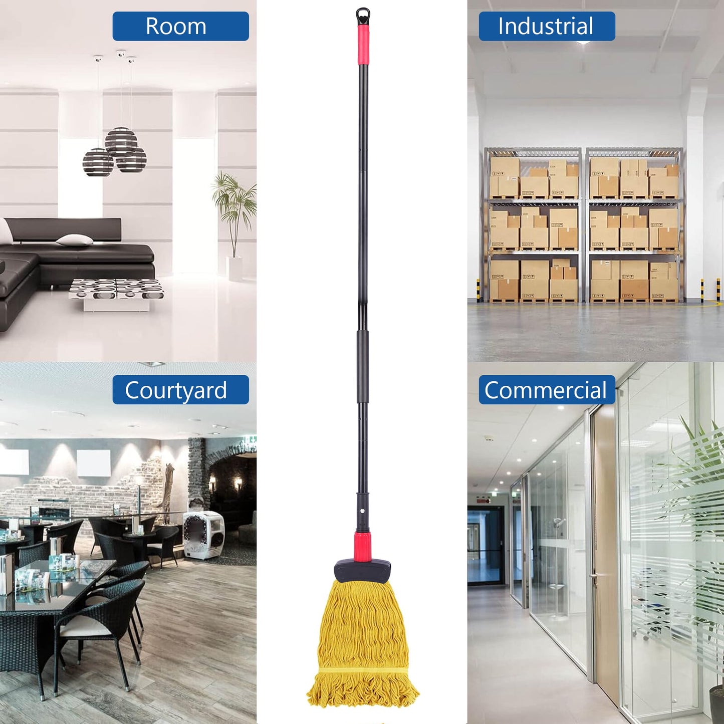 SUGARDAY Commercial Mop for floors Looped-End String Wet Heavy Duty Industrial Wet Mop