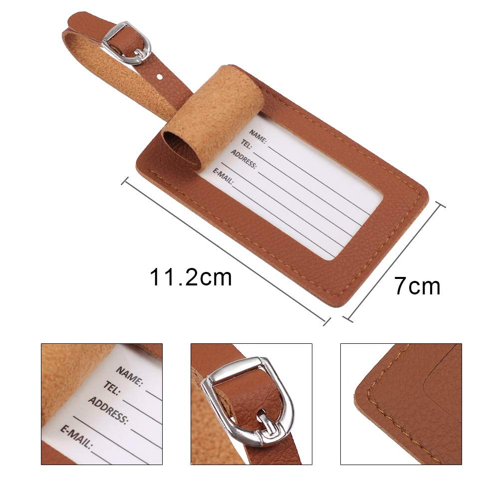 Sherry Genuine Leather Luggage Tag for Suitcases ID Tags Bag Tags for Luggage (4 Pack)