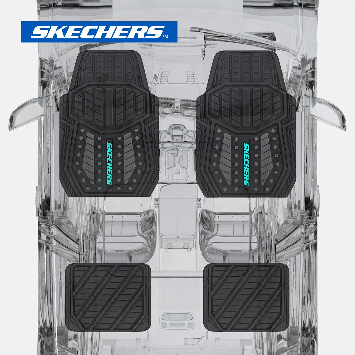 Skechers Hyper Pillar Car Floor Mat - All-Weather, Universal Fit for Most Cars 23SK01