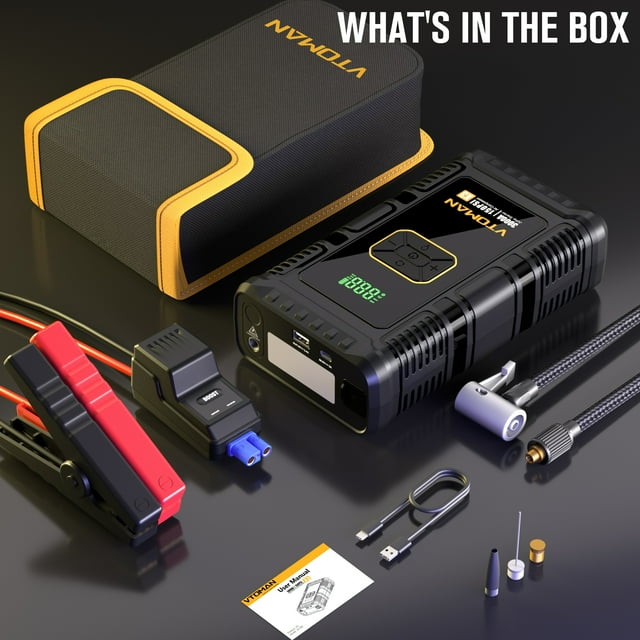 VTOMAN 3000A 150PSI Jump Starter with Compressor - 12V Battery Charger for 8.5L Gas & 6.0L Diesel