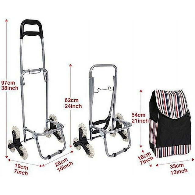 Folding Shopping Cart, Grocery Wagon, Fishing Cart, Garden Carts Wagons With Wheels Stair Climbing Dolly