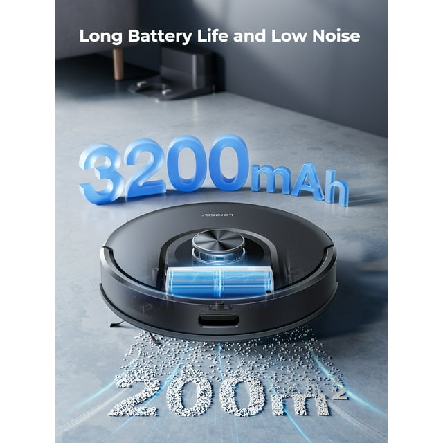 Laresar Robot Vacuum and Mop Combo 180Mins 5000Pa with LIDAR Navigation App/Alexa Control for Carpets Pet Hair