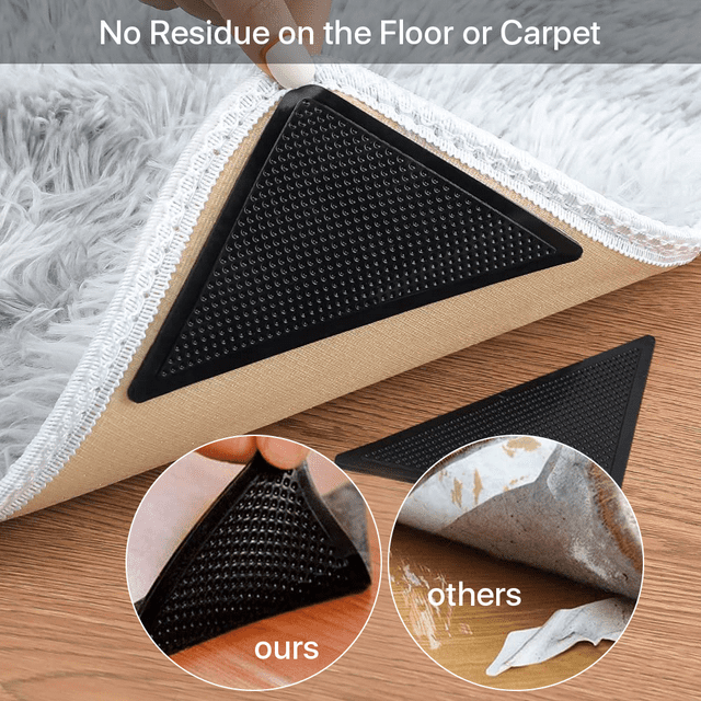 SUPTREE Non Slip Rug Gripper for Hardwood Floor Carpet Area Rugs Tile Rug Pad Carpet Tape Grippers 8 Pcs