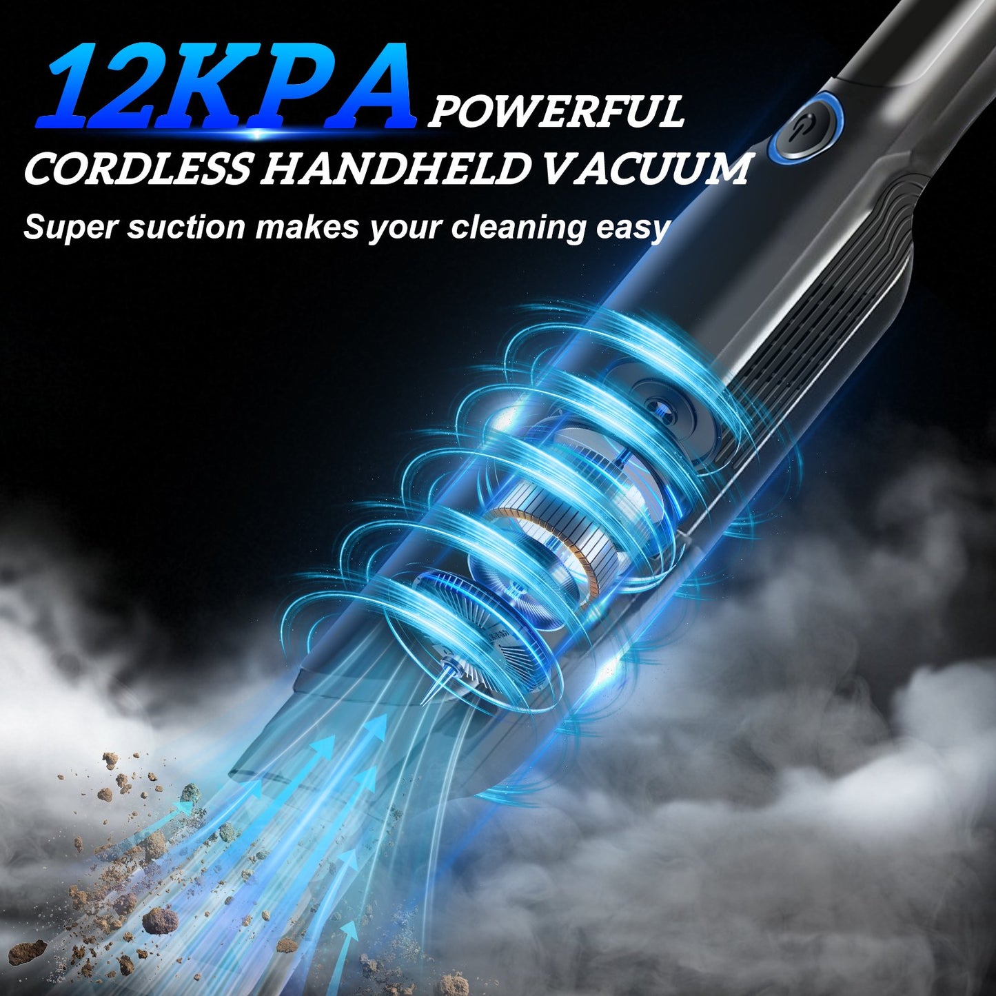 Pentantan Car Vacuum Cleaner, 12000PA Powerful Sutions Handheld Vacuum, 2 Speed Adjustable Vacuum for Car, Pet Hair, Keyboard, Black