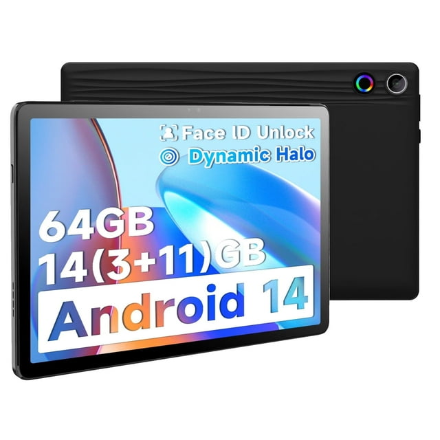 Bestski Android 14 11inch Tablet , Octa-Core Processor,16GB RAM + 128GB ROM,FHD IPS Display,Face Unlock 6800Amh,5+8 MP with Colorful Lights,Black