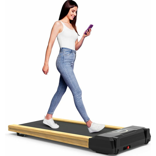 FLIMDER Walking Pad, High Grade Wood Under Desk Treadmill 300LBS Capacity, Max 3.5 HP Electric Treadmill for Home Office Installation-Free with Remote Control LED Display ,Sound Quality Speaker