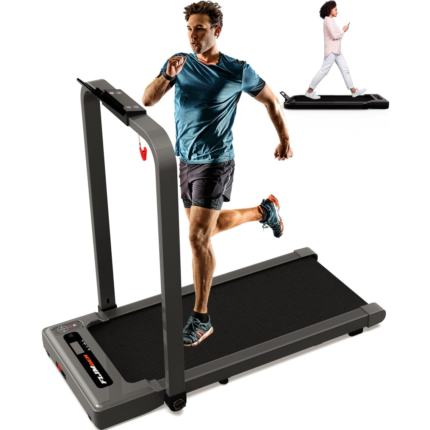 FLIMDER Walking Pad, Sturdy & Durable Under Desk Treadmill, Folding Treadmill with 300LBS Capacity, Beautifully Designed Installation-Free Treadmills for Home Small, Bluetooth Speaker