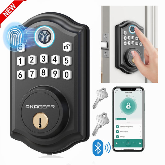 Fingerprint Door Lock, Keyless Entry Door Lock with APP Control, Security Smart Locks for Front Door, Electronic Deadbolt Lock, Auto Lock, Easy Installation, Black
