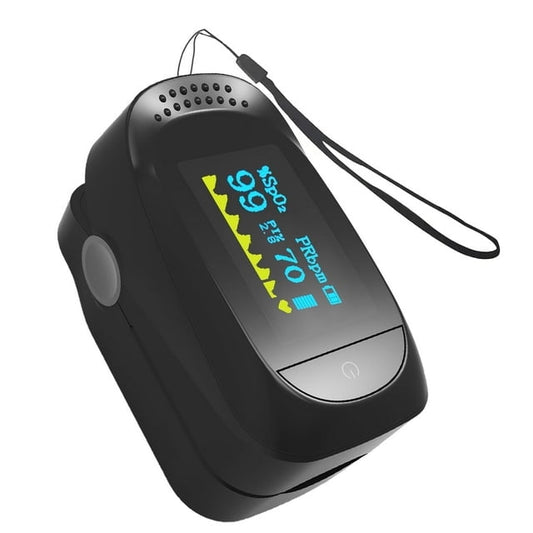 Fingertip Pulse Oximeter, Blood Oxygen Monitor with Lanyard, OLED Heart Rate and Fast Spo2 Reading Meter for Adults Senior
