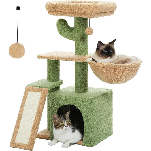 Flower Cat Tree 37in Cute Cat Tree Tower for Indoor Cats with 3 Sisal Covered Scratching Posts