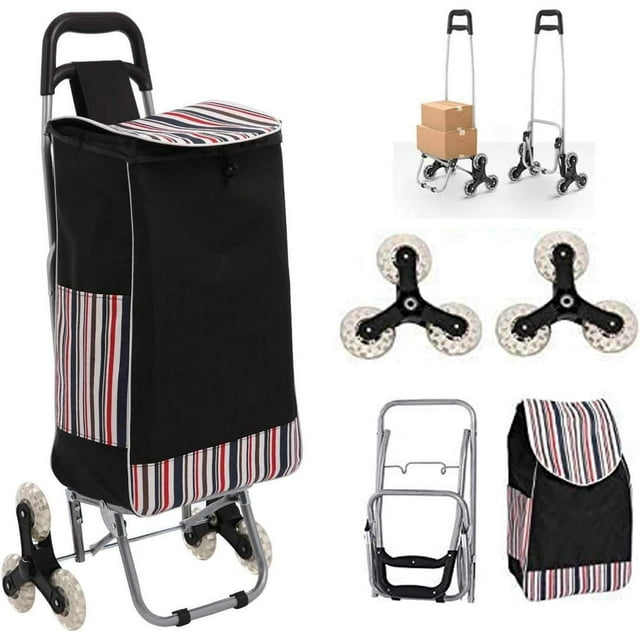 Folding Shopping Cart, Grocery Wagon, Fishing Cart, Garden Carts Wagons With Wheels Stair Climbing Dolly