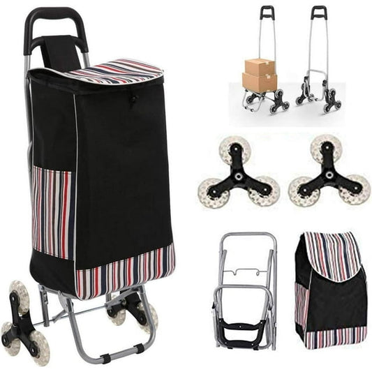 Folding Shopping Cart, Grocery Wagon, Fishing Cart, Garden Carts Wagons With Wheels Stair Climbing Dolly