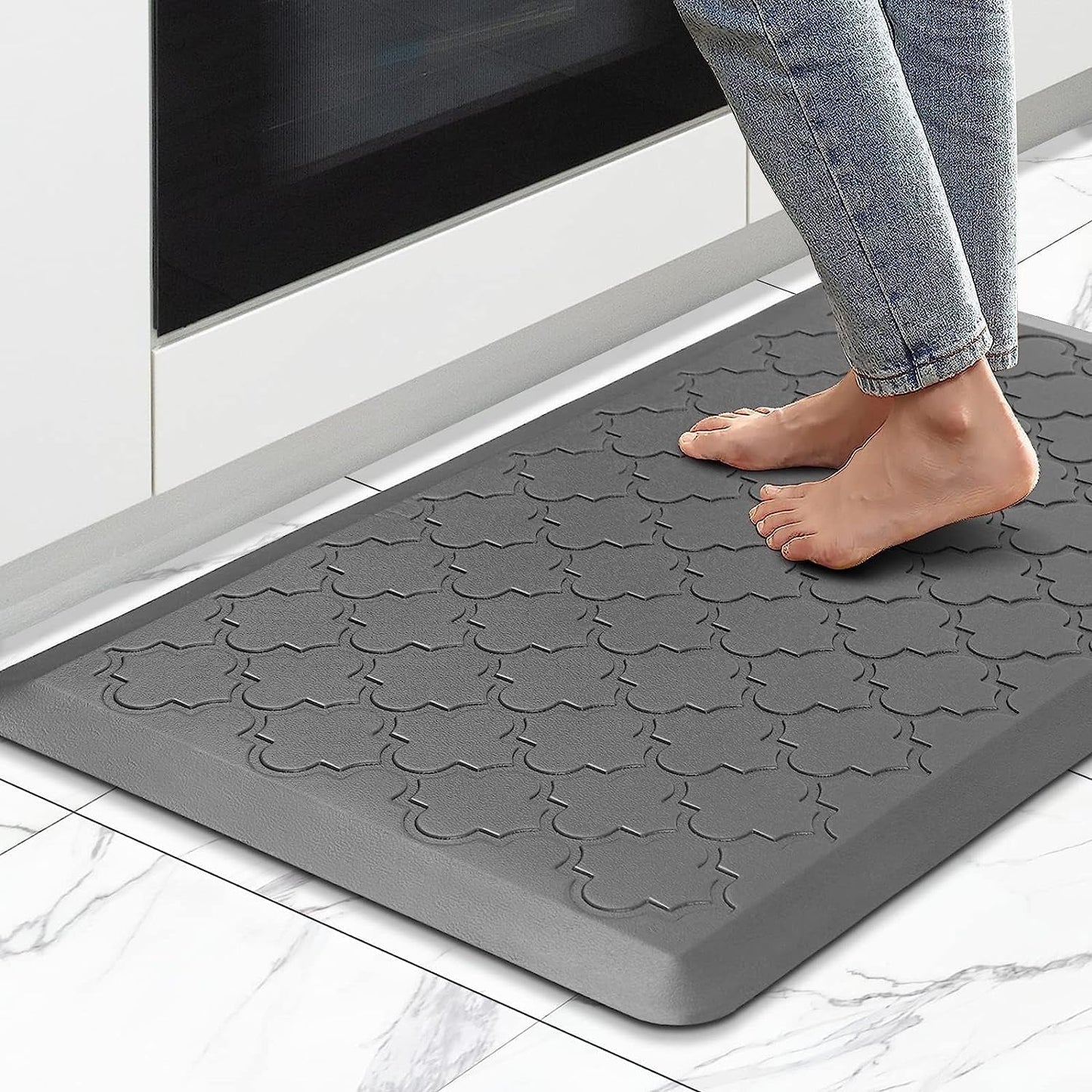 GALMAXS7 Kitchen Mat Anti Fatigue Cushioned Mat Gray Kitchen Rug Memory Foam Ergonomic Rug 17"x 29"