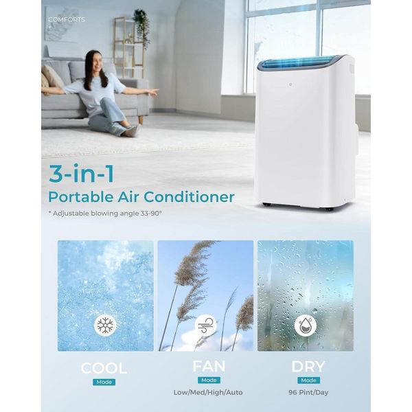 EUHOMY 14,000 BTU Quiet Portable Air Conditioner, Multifunctional Floor AC Unit With Dehumidifier