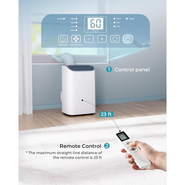 EUHOMY 14,000 BTU Quiet Portable Air Conditioner, Multifunctional Floor AC Unit With Dehumidifier