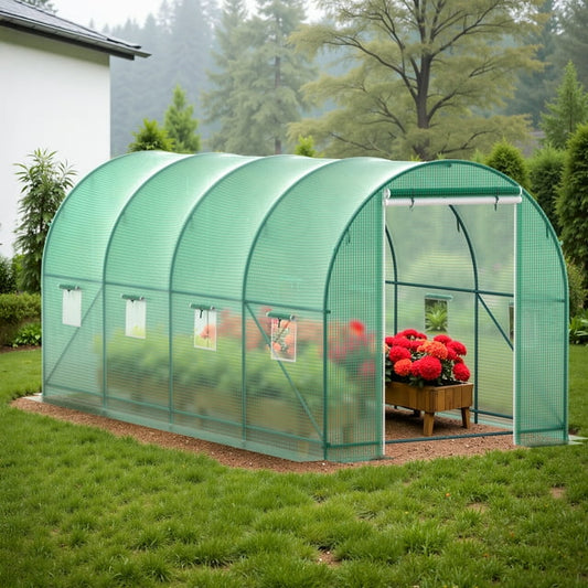 Greenhouses for Outdoors Winter Large Walk In Green Houses for Outside Heavy Duty with 8 Ventilated Mesh Windows & Roll-up Door & Reinforced Frame 15×7×7 FT