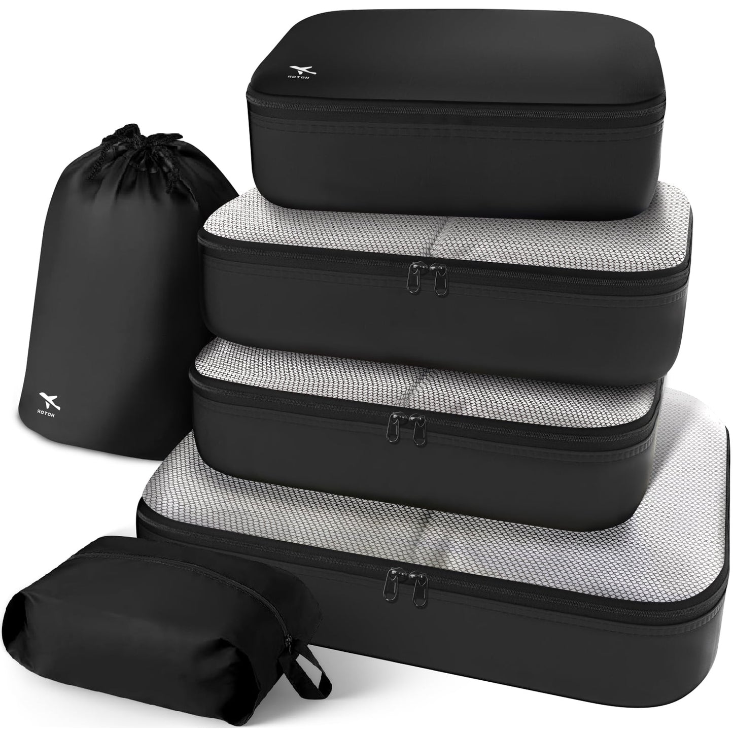 HOTOR 6 Pieces Packing Cubes for Travel Essentials, Space-Saving Suitcase Organizer