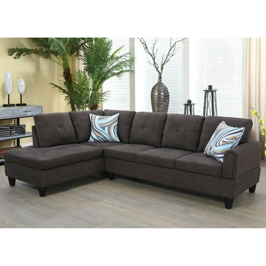Hommoo Faux Leather 3-Piece Couch Living Room Sofa Set, L Shaped Couch Sectional Sofa for Home&Office, Dark Brown(No Ottoman)