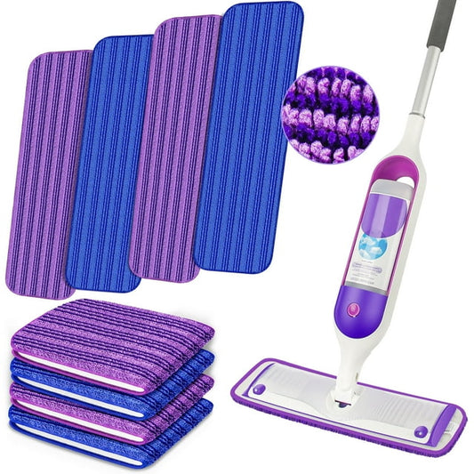 ILAVCLEAN Reusable Microfiber Mop Pads Refills Compatible with Swiffer Power Mop Pads for Multi-Surfaces Floor Cleaning, 8 Pcs