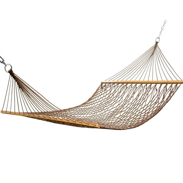 KEESTP 2-Person Cotton Rope Spreader Bar Hammock, 450 lb Capacity - Brown
