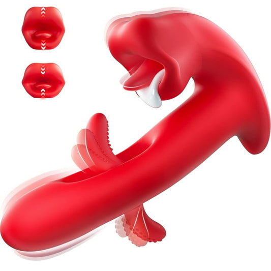 KERERO G Spot Vibrator Adult Toys for Women, Rose Sex Toy Thrusting Dildo Vibrators with 7 Kissing Patterns, 7 Vibrations & 10 Flapping Patterns, Vibrator and Adult Sex Toys fo Women