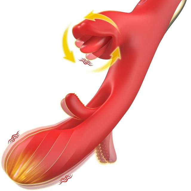 KERERO G Spot Vibrator for Women,Vibrating Dildo Wand Sex Toys with 7 Vibrations,7 Licking & Flapping Modes,Powerful Sex Toy for Womens Pleaseure,Rabbit Vibrator Women Sex Toys