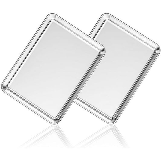 Kailwokk 2 Piece Baking Cookie Sheet Set,16" x 12" Stainless Steel Food Baking Tray,Non Stick Rectangle Metal Flat Bakeware Dishwasher Safe